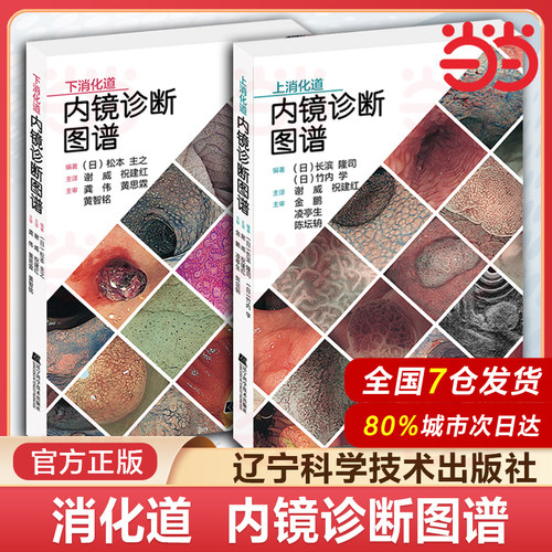 上消化道内镜诊断图谱+下消化道内镜诊断图谱2册 消化道内镜操作注意事项中初级内镜医生参考书 辽宁科学技术出版社