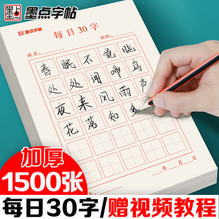 墨点字帖 生字预习卡每日一练30字语文自粘50字30字英语四线格田字格米字格便利贴双面小学生初中生通用同步笔画笔顺预习贴纸