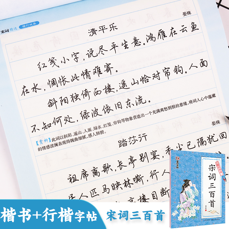 墨点字帖练字成人大学生楷行双体钢笔楷书字帖小学生儿童练字本宋词三百首硬笔书法练字本
