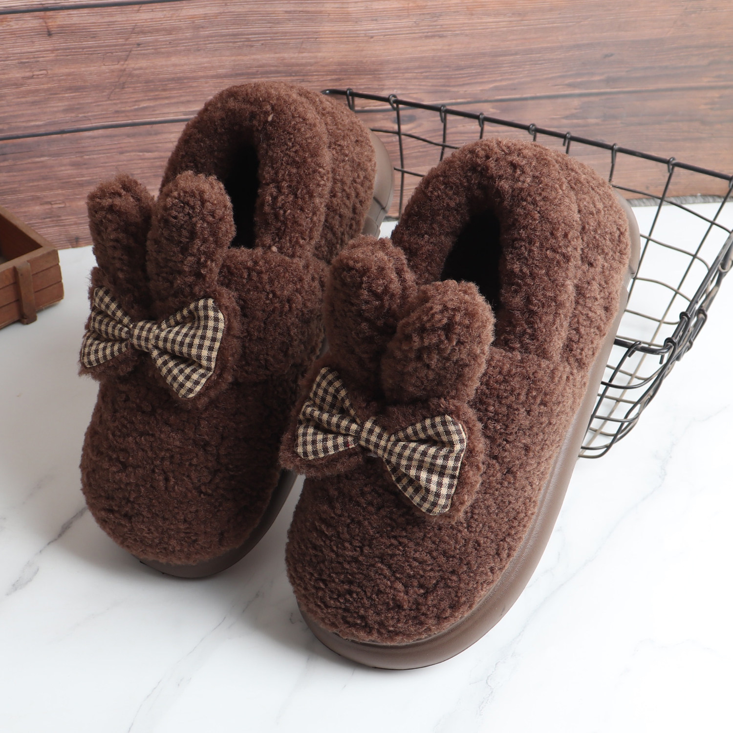 冬季甜美蝴蝶结舒适防滑软底全包跟居家月子鞋加厚保暖短毛绒百搭,居家布艺,居家棉拖/棉鞋,淘宝优惠券,粉丝福利购,淘宝优惠卷