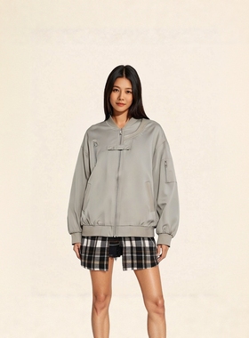 F.TOBO灰色立领国潮美式复古高街夹克男女加厚轻户外系列防风外套