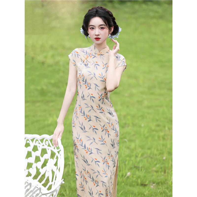 四小姐花样年华旗袍美人佩淑女范国风掐腰天丝麻显白夏季日常显瘦
