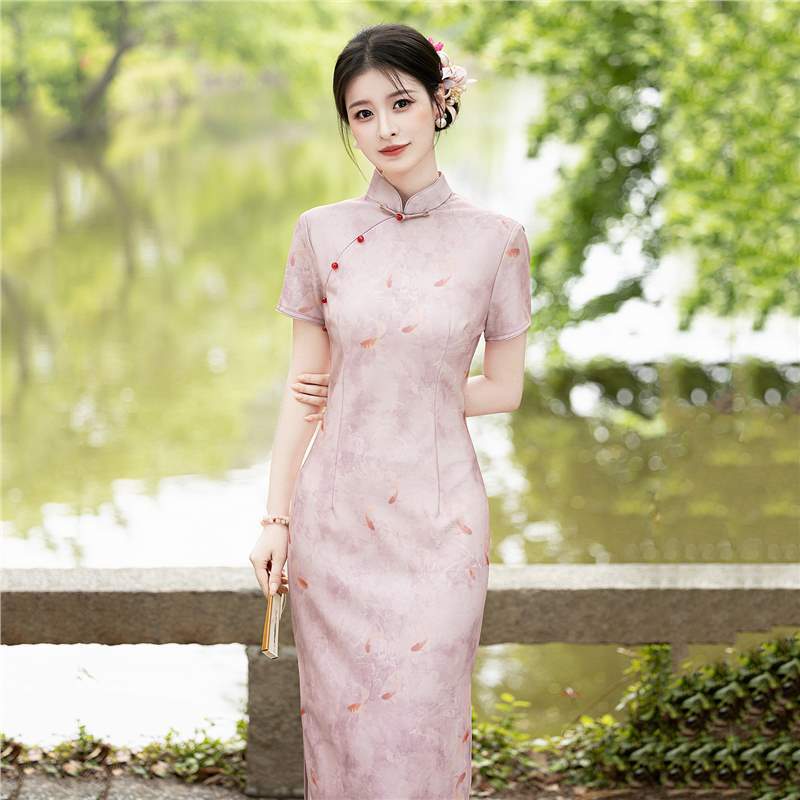 四小姐花样年华旗袍蜜桃锦鲤新中式粉色短袖显白少女日常夏季特漂