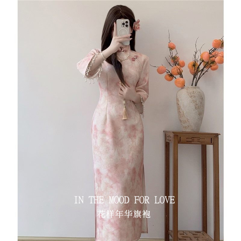 粉色甜美长袖连衣裙36