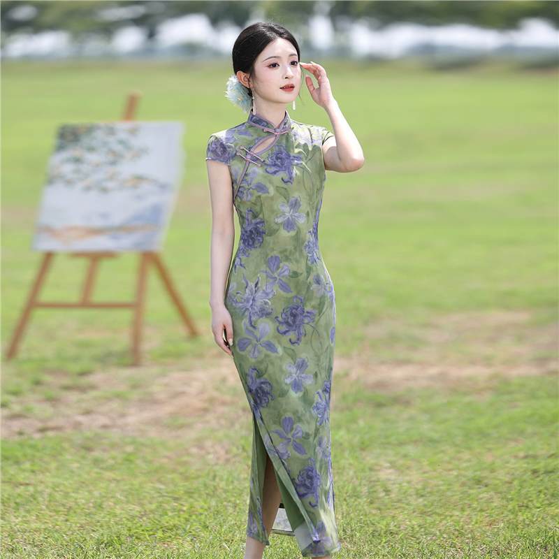 四小姐花样年华旗袍绿色2026新款绝美特别漂亮掐腰巨好看设计感国