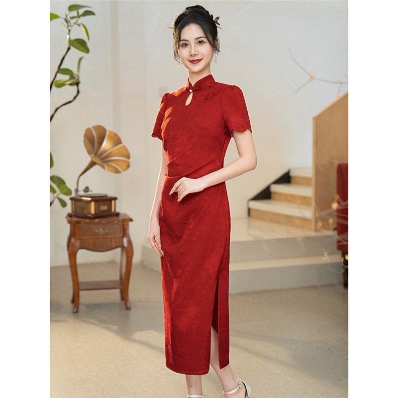 四小姐花样年华旗袍红色订婚长款2026年新款婚宴装新中式新娘装回