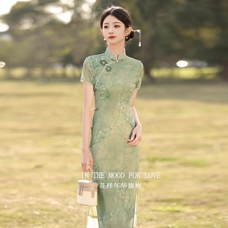四小姐旗袍2026新款夏季连衣裙改良复古中式少女温婉优雅修身气质