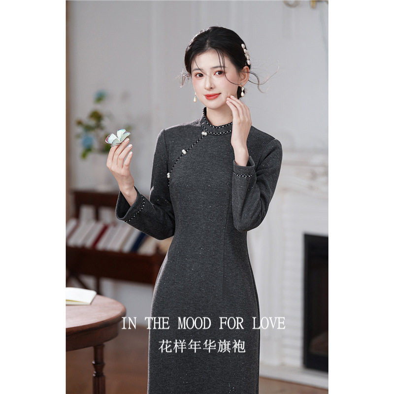 新中式改良女长袖显瘦秋冬款
