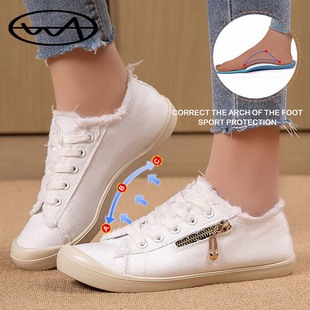 2025新款软底足弓帆布鞋女平底休闲板鞋百搭小白鞋女鞋