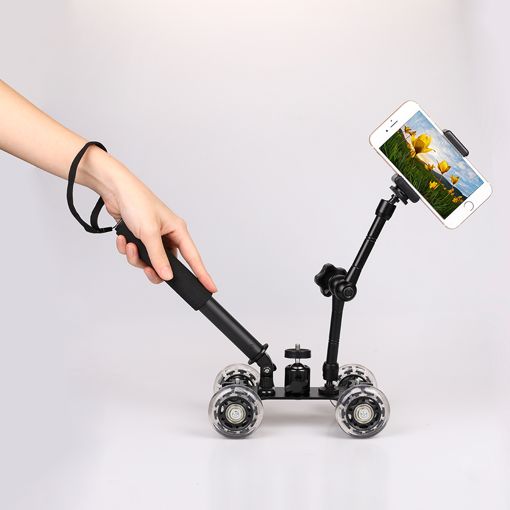 摄影滑轮车桌面手机滑轮车 抖音录视频拍摄美食 静音滑轨车