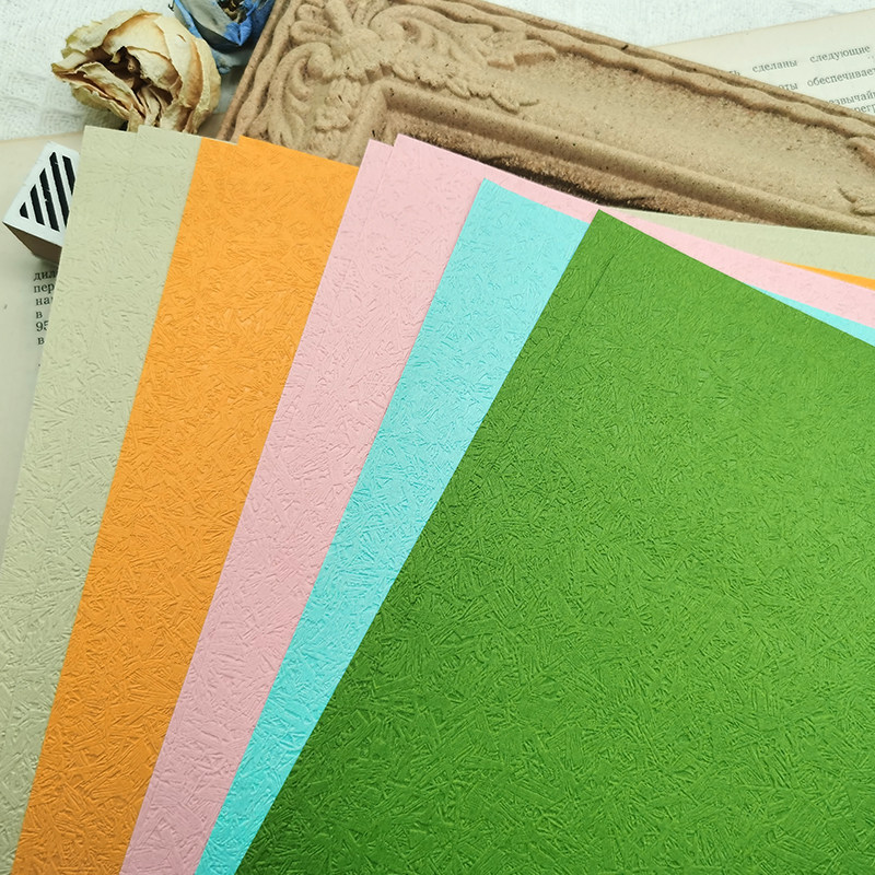 木刻纹 压纹艺术纸a4 手工手账包装纸张收集拼贴清新材料包多色