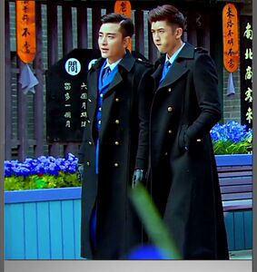 秋冬男装外套韩版修身风衣日韩系呢料大衣中长款风衣FK02 M-5XL图片