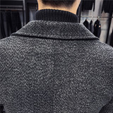 秋冬装男中长款毛呢风衣韩版修身外套大衣1205NF06-常规55加棉60，男装毛呢大衣，四季星座1205