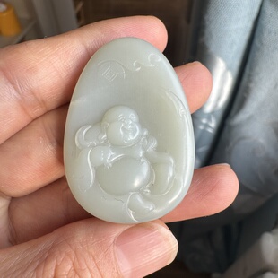 新疆且末料和田玉高青白玉佛公吊坠过眼过灯油膏料暖白佛女士礼物