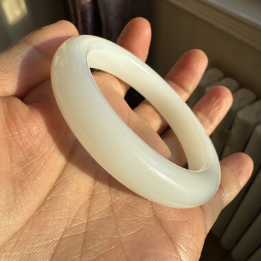 53圈新疆天泰矿和田玉羊脂白玉手镯白润无暇毕业级女士玉镯收藏