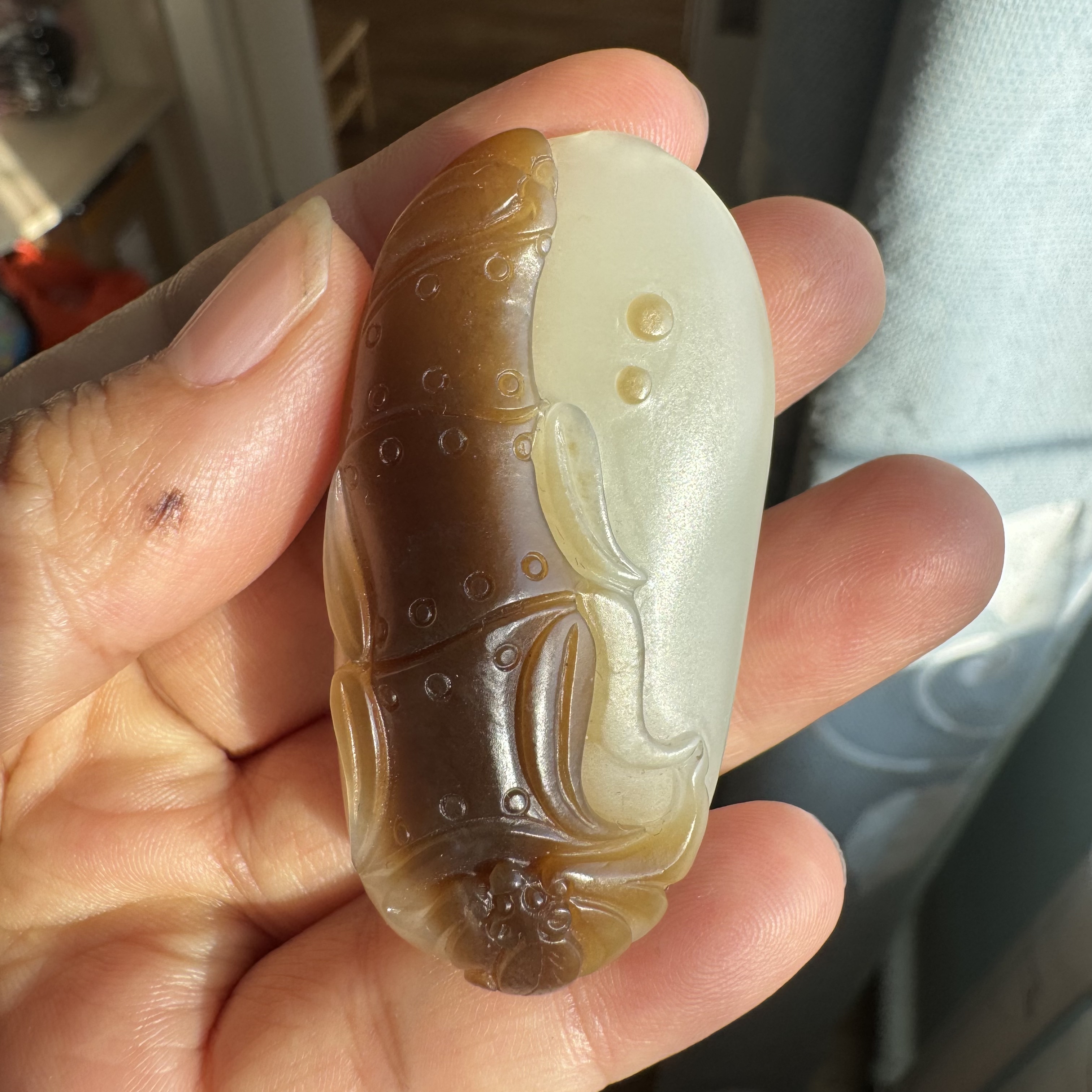 新疆且末料和田玉糖白玉祝福挂件金山红糖白肉荔枝肉特色巧雕吊坠