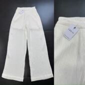 极简白裤 子 松弛慵懒row风 外贸 立体褶皱百搭松紧腰简约长裤