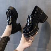 牛皮鞋 黑色小皮鞋 子女乐福鞋 春季 豆豆鞋 厚底单鞋 英伦2025新款 女鞋