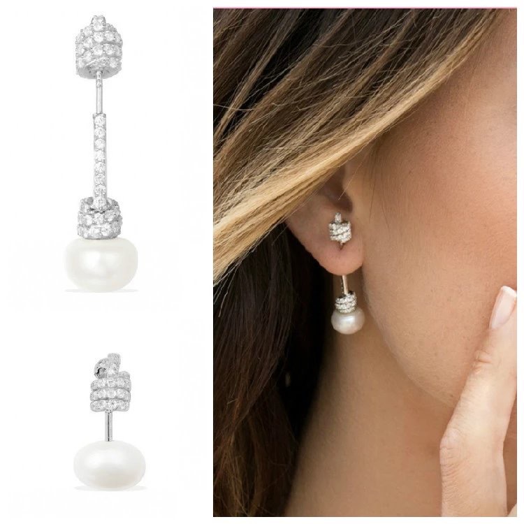 欧美风同款绳结大小前后挂式耳钉