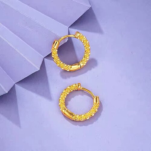 【车花黄金耳环】金店同款仿真黄金耳钉耳圈复古圆圈耳环结婚送礼