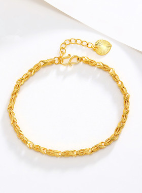 简约复古黄金手链女结婚送礼