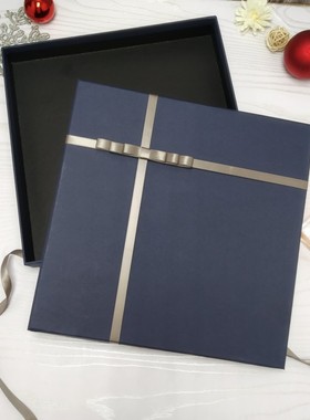 藏蓝色超大正方形礼盒画册相册A4A3书本笔记本衬衫礼物包装盒定做