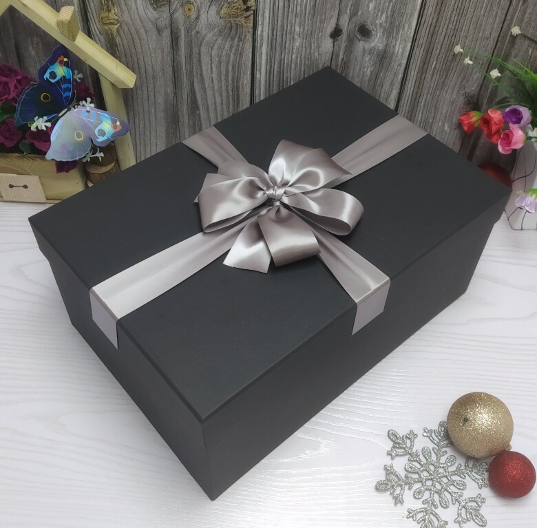 63CM超大黑色商务礼品盒生日礼物盒男生款超大羽绒服衬衫鞋子纸盒