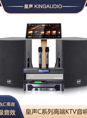 KingAudio/皇声 C12一拖二音响+点歌机+无线话筒 专业KTV音响套装