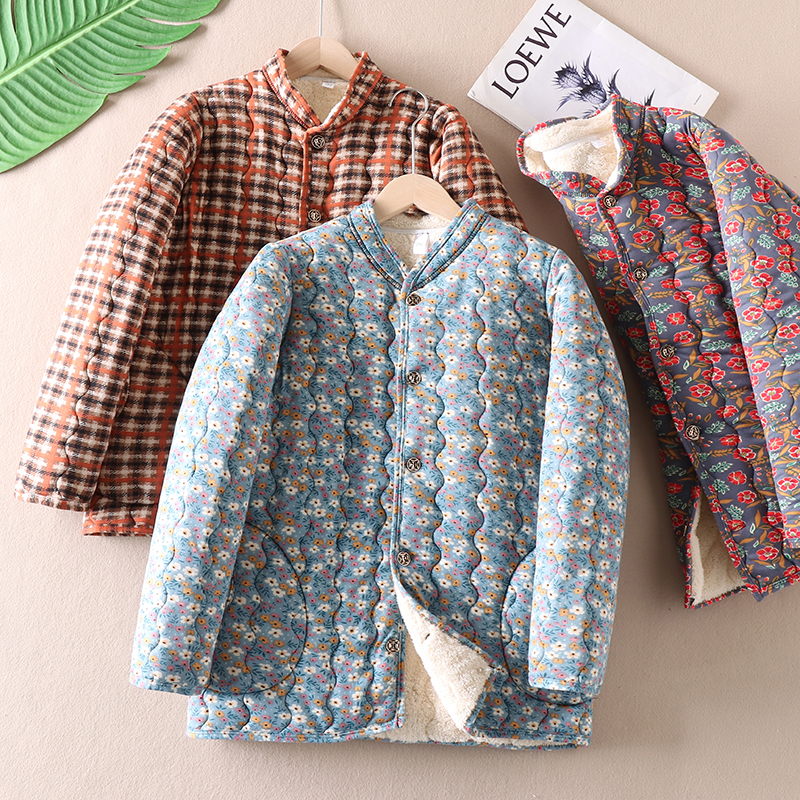 超柔软加厚保暖加绒碎花棉袄