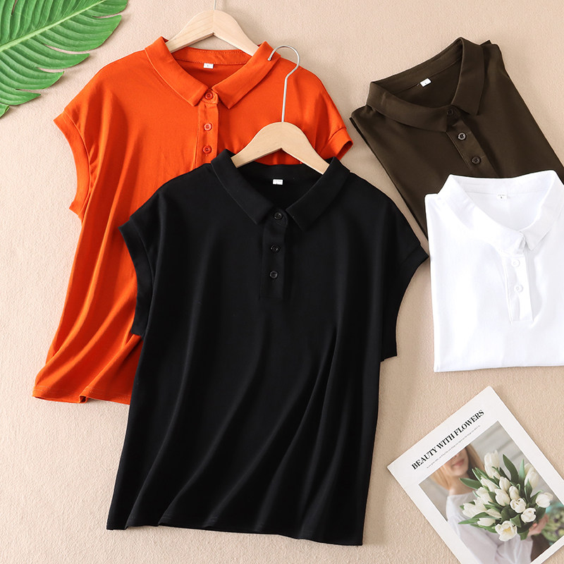 简约日常百搭夏季短袖翻领T恤女透视弹力黑色polo衫上衣 F225,女装/女士精品,POLO衫,淘宝优惠券,粉丝福利购,淘宝优惠卷