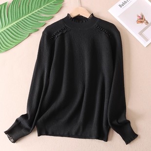 秋冬打底毛衣线衫 女设计感提花时尚 T66H 针织衫 优雅迷人半高领薄款