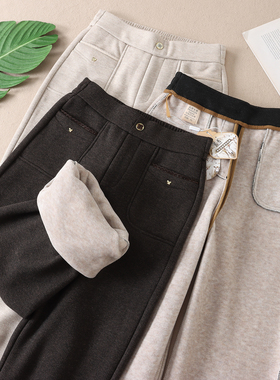 600克 轻奢高级感羊毛蚕丝加绒裤女时尚显瘦加厚窄版直筒裤F640