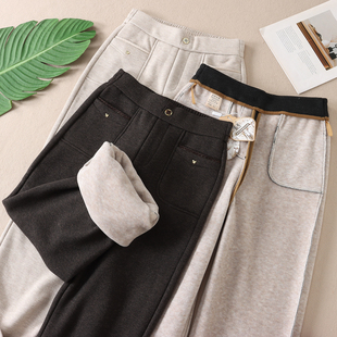 直筒裤 600克 显瘦加厚窄版 女时尚 F640 轻奢高级感羊毛蚕丝加绒裤