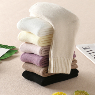 拉绒袜子女秋冬月子袜地板袜加绒加厚毛圈中筒袜睡眠袜超厚 G59