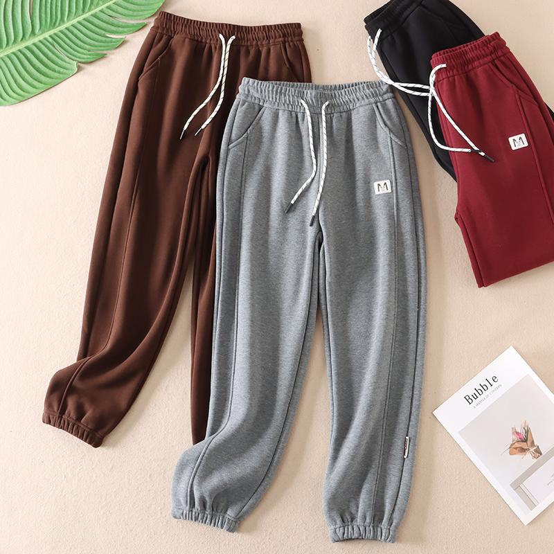 不起球~华棉卫裤女冬新加奥粒绒