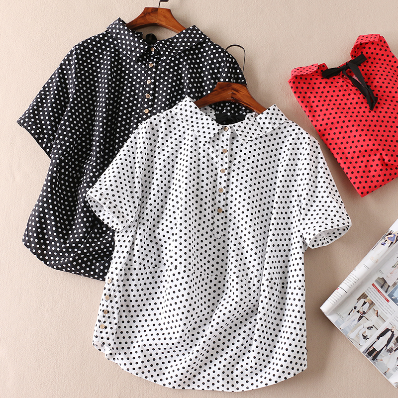 宽松圆点衬衫女夏新显瘦遮肉波点