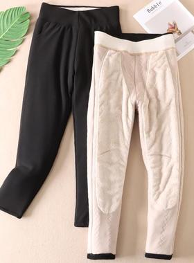 680克~东北零下加厚绒护膝显瘦黑色棉裤女外穿休闲驼绒长裤 B760