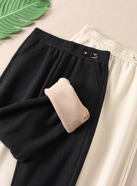 660克~发热绒感显瘦修身小直筒哈伦裤女冬加厚绒高腰百搭长裤3371