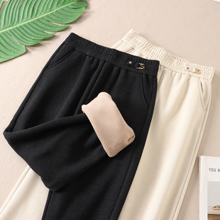 女冬加厚绒高腰百搭长裤 小直筒哈伦裤 3371 发热绒感显瘦修身 660克