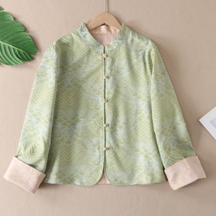 W145 双面穿祥云外套复古气质显白立领春秋国风上衣 年轻款 新中式