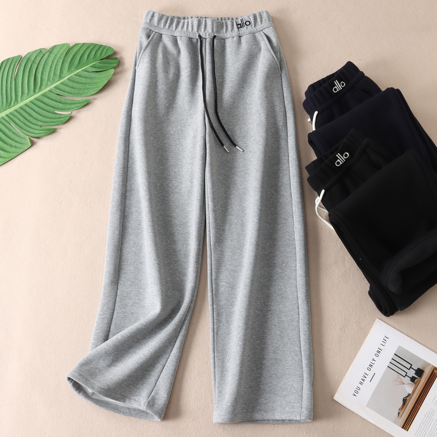 高性价比一条过冬加厚绒阔腿裤女