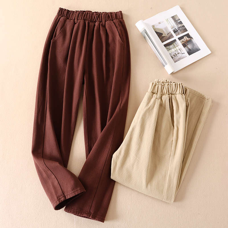 休闲显瘦松紧高腰九分哈伦裤子