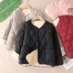 轻盈保暖外穿V领加绒加厚棉服女冬新绗棉防风内穿棉袄外套 W3173