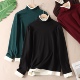 保暖不臃肿 洋气撞色假两件长袖 T恤女自发热半高领德绒上衣W259