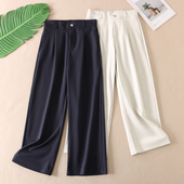 高腰休闲长裤 超显腿直 春装 直筒阔腿裤 F1629 韩系通勤气质显瘦窄版