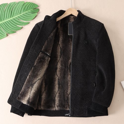 中老年男士加绒加厚雪尼尔冬棉服