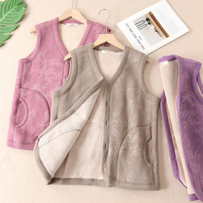 宛若小暖炉自发热德绒中老年马夹