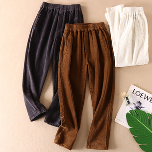 女高腰哈伦九分裤 春秋弹力灯芯绒休闲裤 WC394 显瘦百搭 修饰腿型