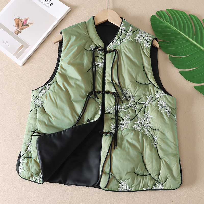 新中式盘扣流苏刺绣夹棉马甲
