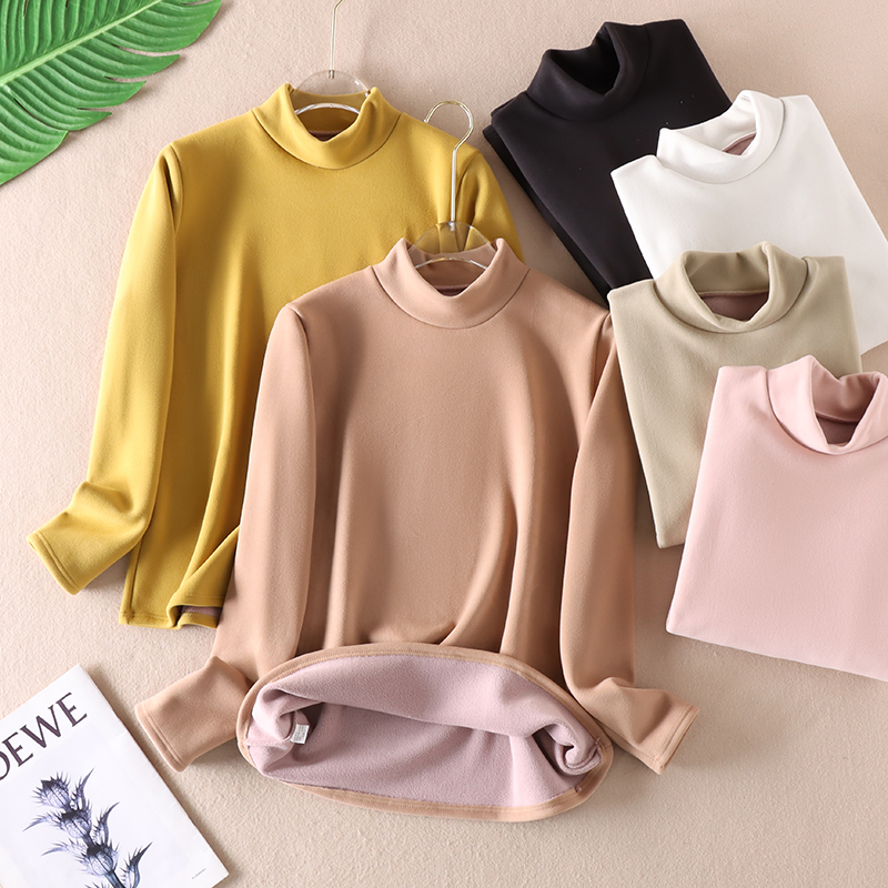 加绒加厚半高领保暖上衣